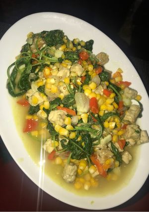 Foto resep Tumis bayam jagung pedas