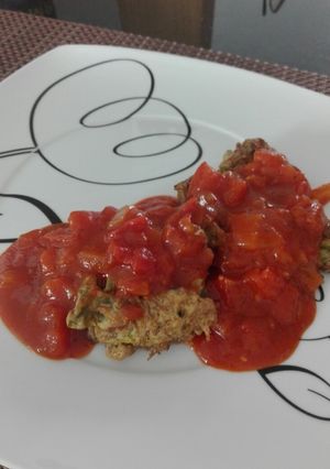 Una foto de Tortitas de ejotes con salsa de jitomate express
