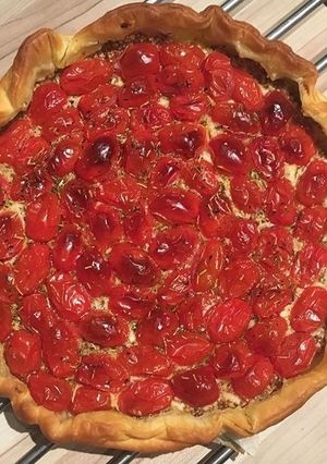 Une photo de Tarte tomates cerises et moutarde