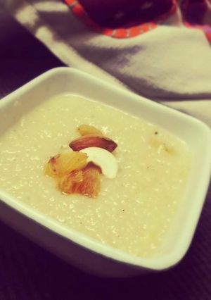 A picture of Godhi Nuchhu (Broken Wheat) Payasam.