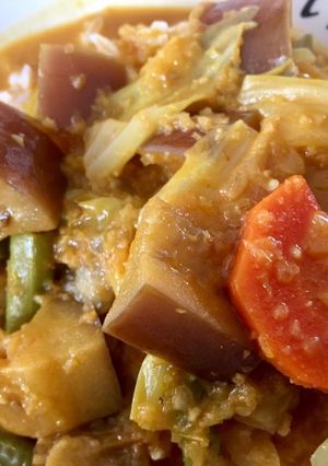 A picture of Vegetable Curry with Salted Fish and Pineapple.
