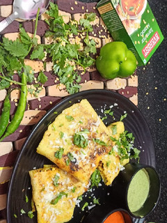 A picture of Moong Dal panner chilla with south tadka.