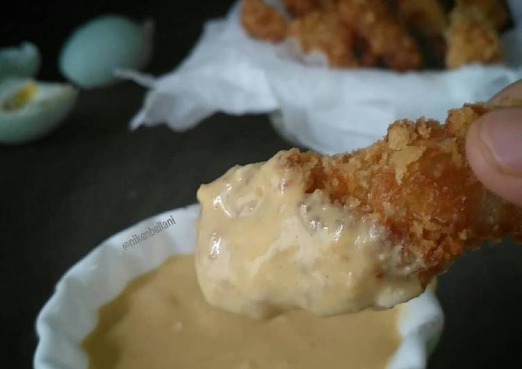 Resep Fish Finger with Cheesy Salted Egg Sauce | Cara Membuat Fish Finger with Cheesy Salted Egg Sauce Yang Paling Enak