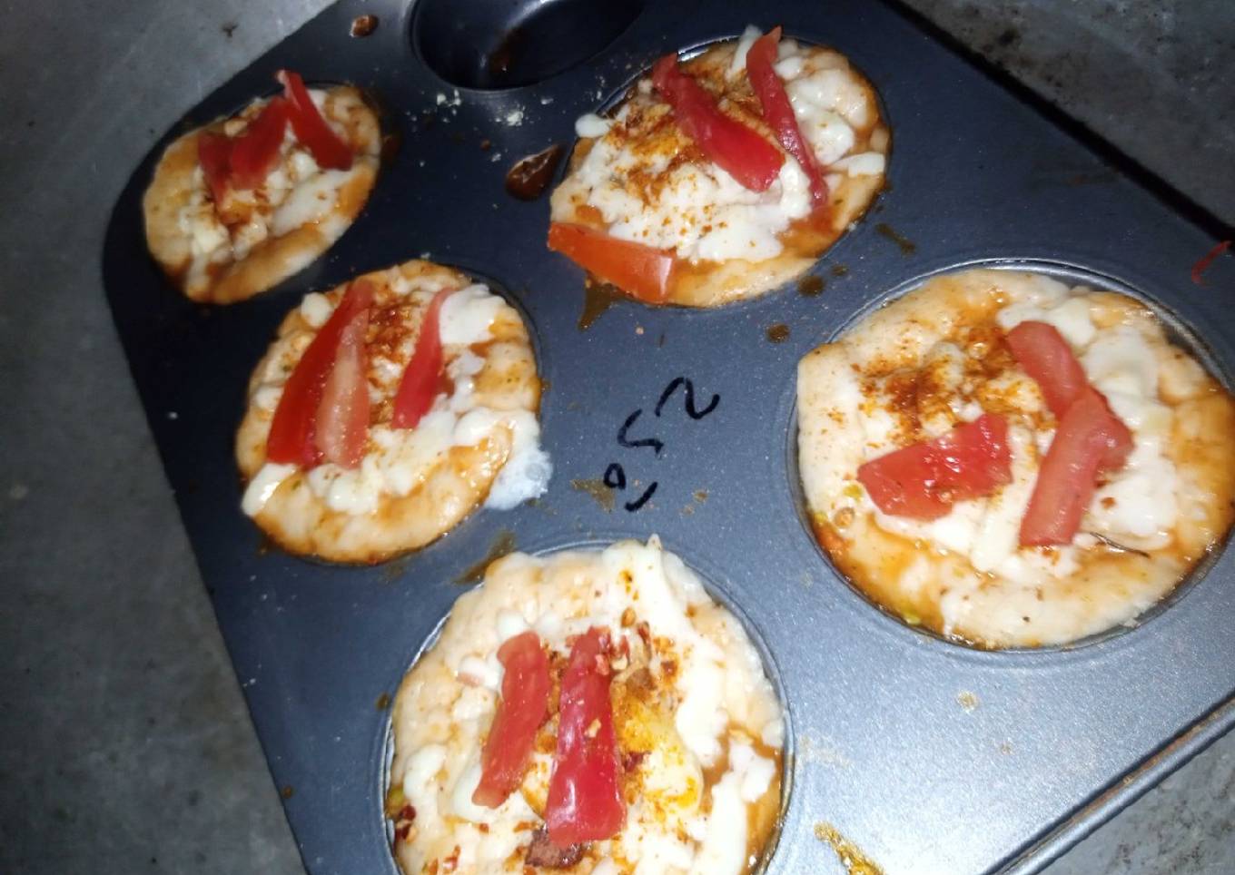 One bite of pizza cup