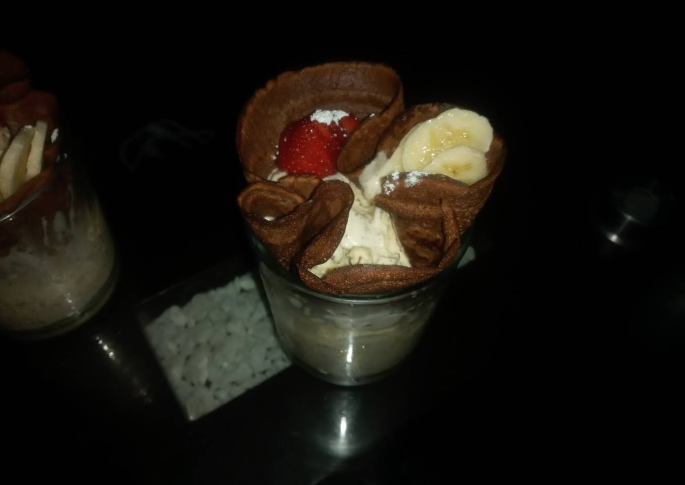Crepe de chocolate con helado