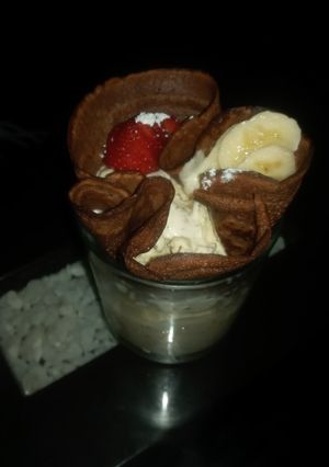 Una foto de Crepe de chocolate con helado
