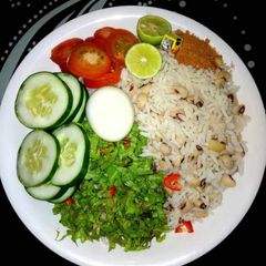 A picture of Rice and beans.