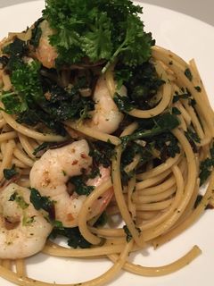 A picture of Pasta with a Japanese-italian twist!.