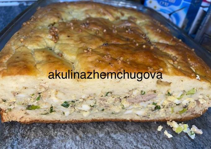 Заливной пирог с зеленым луком и яйцом, пошаговый рецепт на ккал, фото, ингредиенты - Mari