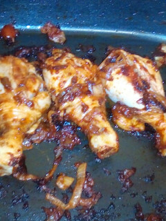 A picture of BBQ chicken wings.