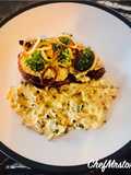 Smoked Paprika + Fresh Rosemary Chicken with Saffron-Bacon-Mushrooms-Red Onions Cream Sauce