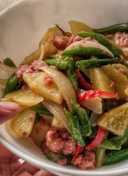 Potato Green Beans and Corned Beef Stir Fry