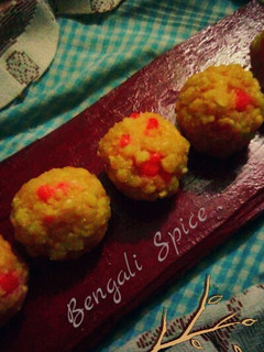 A picture of Motichoor Ladoos.