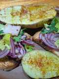 Tostadas de ceviche con papas 🥔 rústicas al ají picante 🌶