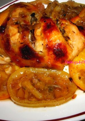 Une photo de POULET RÔTI aux AGRUMES 🍋🍊