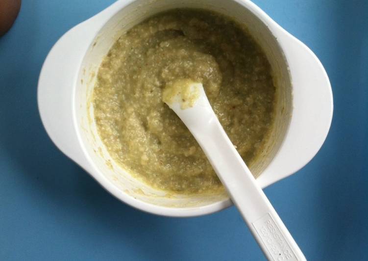 Bagaimana Membuat Mpasi 6m Bubur oat, zukini , Tofu + Evoo Anti Gagal