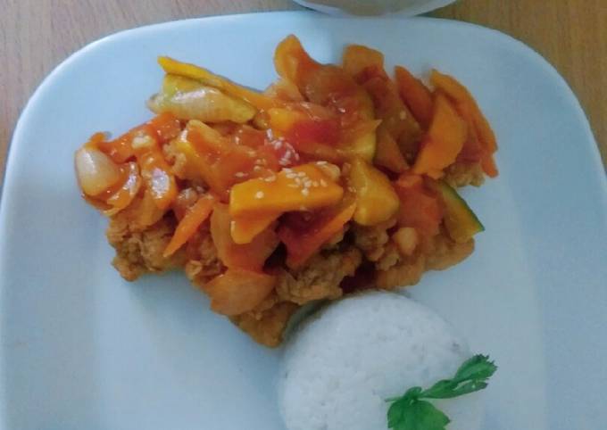 Ayam fillet tepung,saus mangga muda#tantanganakhirtahun#