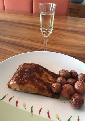 Una foto de Salmón BBQ al horno
