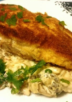 Foto de Frango crocante com creme de shimeji