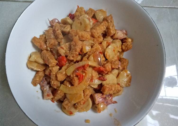 Cumi bakso tempe balado