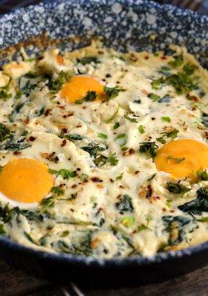 Ricottás-spenótos sült tojás recept fotója