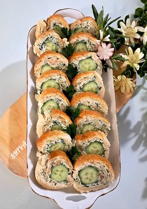 عکسی از دستور رولت نان و پنیر و سبزی