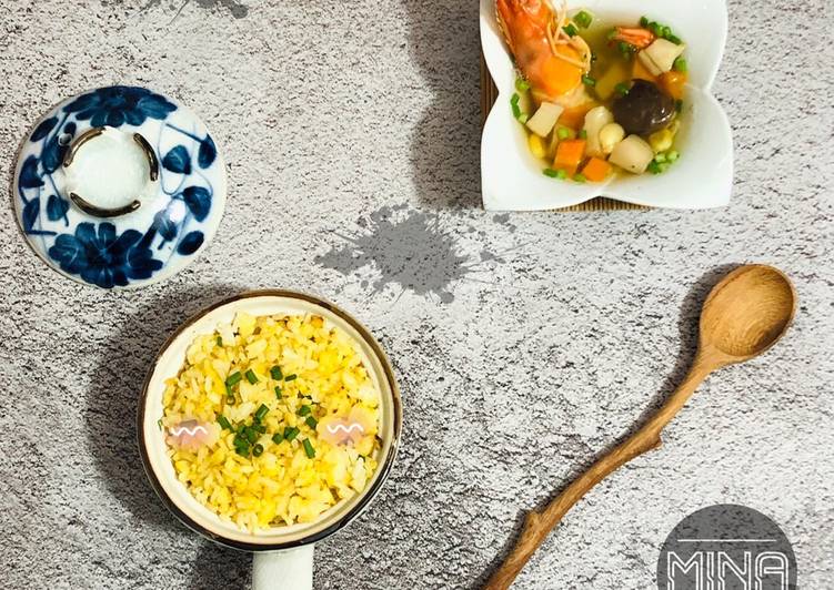 Recipe: Delicious Cơm chiên trứng-soup tôm nấm rau củ -ăn dặm