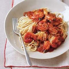 A picture of Pasta with Shrimp and Fresh Tomato Sauce.