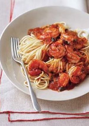 A picture of Pasta with Shrimp and Fresh Tomato Sauce.