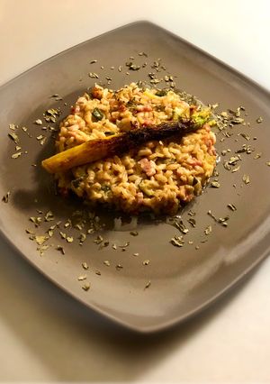 Une photo de Risotto aux asperges et lardons