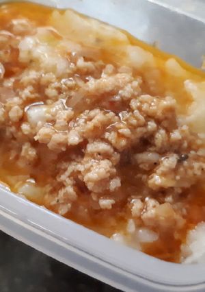 Foto resep Nasi tim saus bolognaise