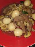 Oseng Praktis Bakso, Telur puyuh & Janggel
