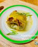 Cod rolls in creamy sauce