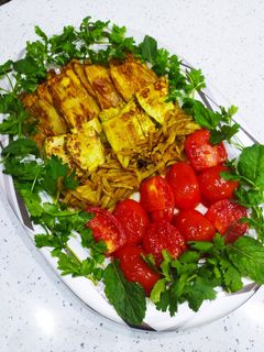 عکسی از دستور بادمجان و کدوی سرخ کرده