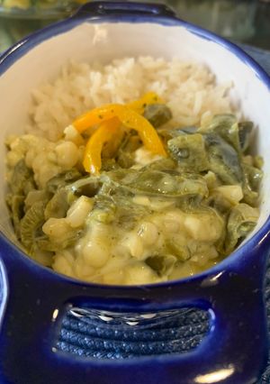 Una foto de Rajas poblanas con crema y panela