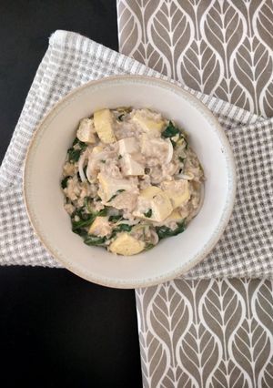 Foto resep Bubur Oatmeal Tahu Bayam