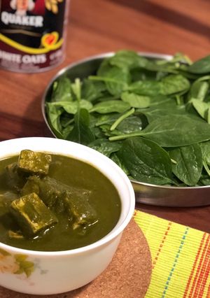 A picture of Tofu Spinach With Quaker Oats - Healthy Winter Recipe.