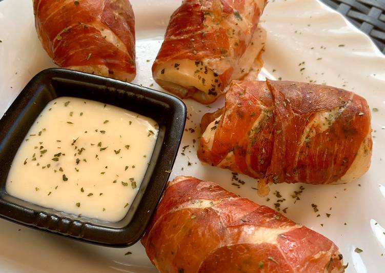 Rollitos de jamón y pollo con falsa bechamel en Monsieur Cuisine