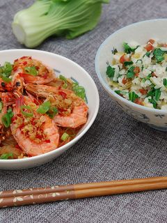 【上海菜飯+蒜茸蒸蝦】 的食譜成品照片