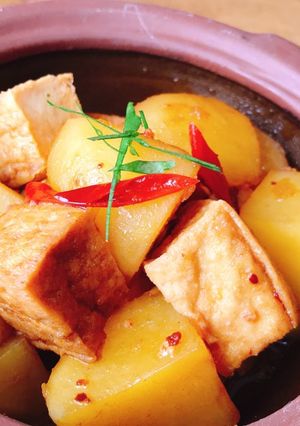 Hình của món Khoai tây, đậu hũ kho siêu đơn giản.