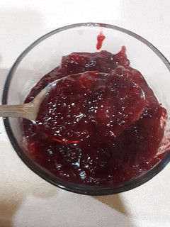 A picture of Holiday cranberry sauce.