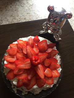 Una foto de Tarta de fresas con nata