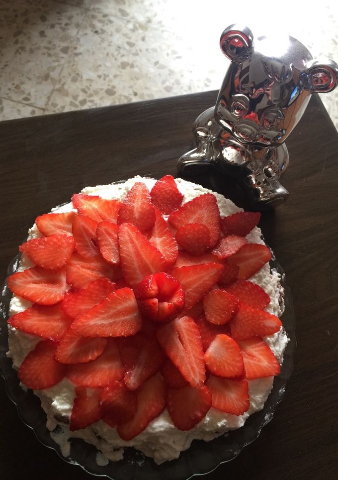 Una foto de Tarta de fresas con nata