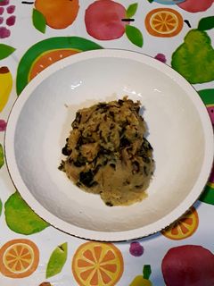 Una foto de Puré de patata con tropezones de shiitake y alga wakame
