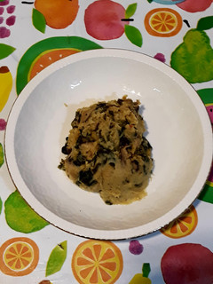 Una foto de Puré de patata con tropezones de shiitake y alga wakame