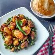 Spicy dry notun aloo matar (without onion and garlic)