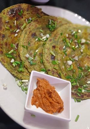 પાલક મસાલા ગાર્લિક રોટી (Palak Masala Garlic Roti Recipe In Gujarati) રેસીપી મુખ્ય ફોટો