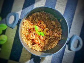 Porcini Risotto with Shrimps and Mushrooms