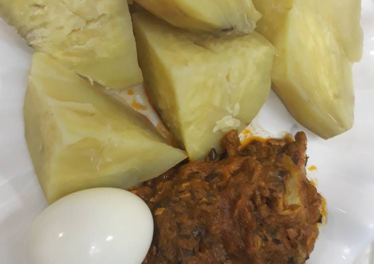 Recipe of Quick Sweet potatoes with local sauce and egg