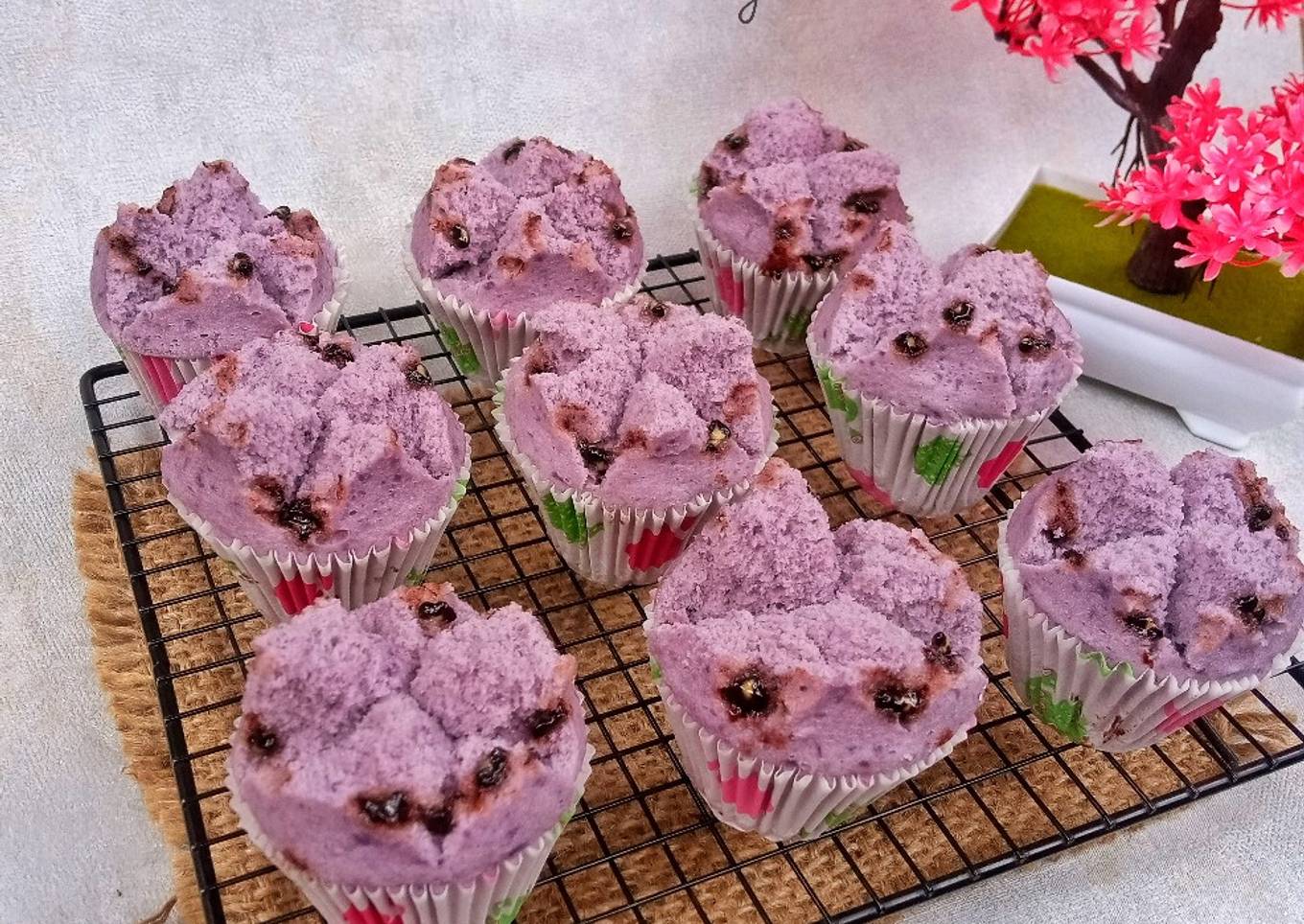 Bolu Kukus Mekar Ubi Ungu - resep kuliner nusantara